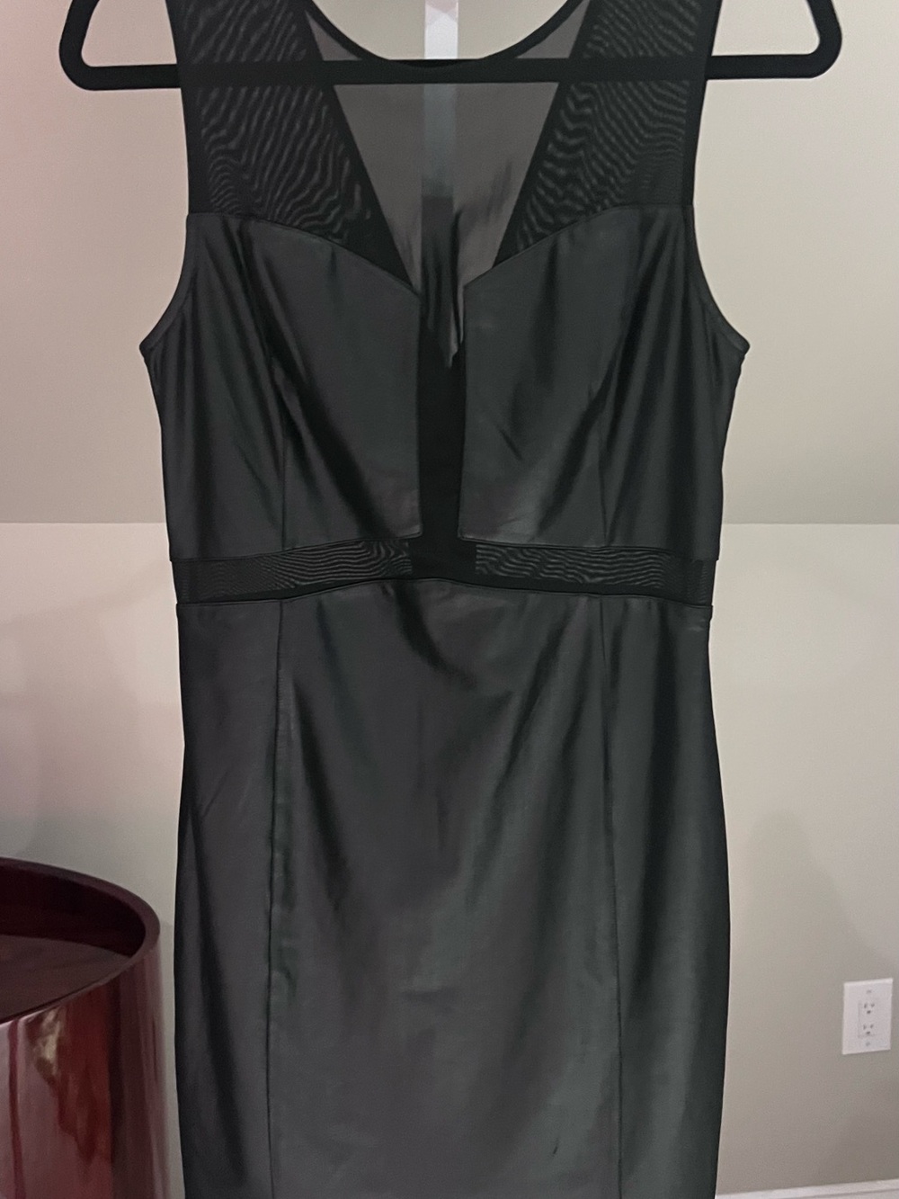 bebe Black Sleeveless Dress with Mesh Accents